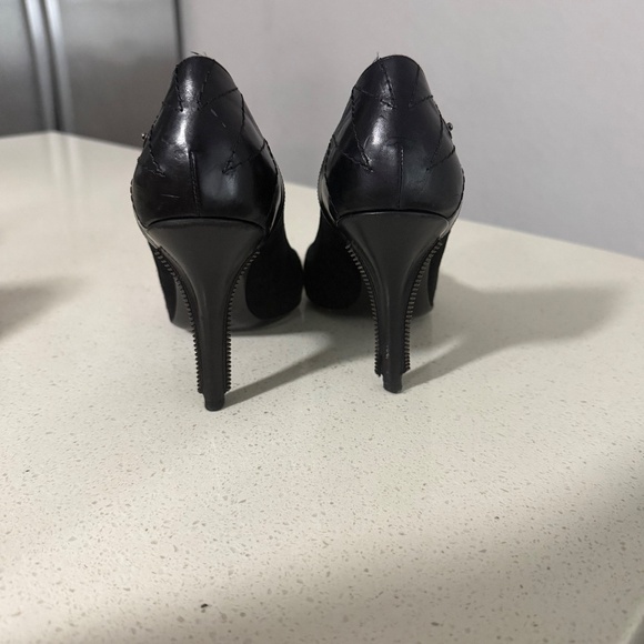 Vintage Dior black leather suede rebel pointed toe heels Y2K - Picture 3 of 8